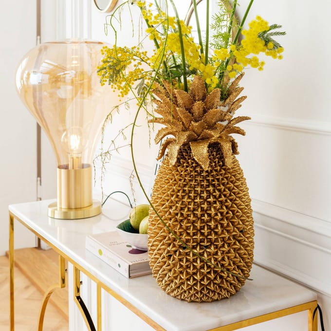 KARE decoratieve vaas Ananas, hoogte 50 cm, polyresin, handgemaakt