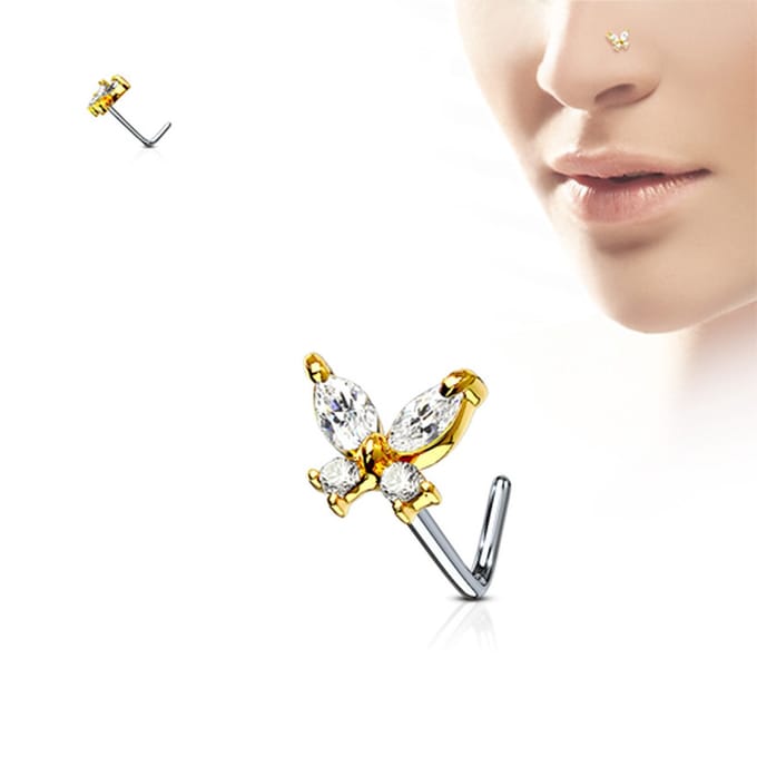 Neuspiercing vlinder sierlijk 0.8x6x5 - zilver goud - LMPiercings