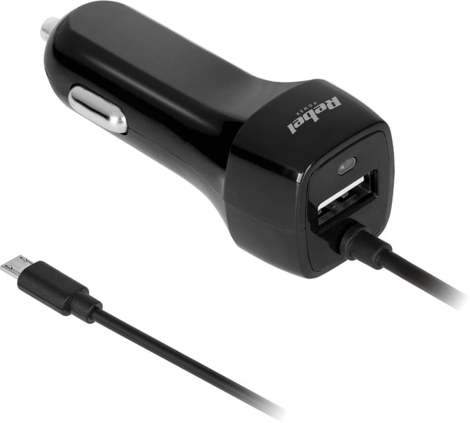 Rebel - Auto Acculader - 5V 2,1A - micro USB - Beschermd