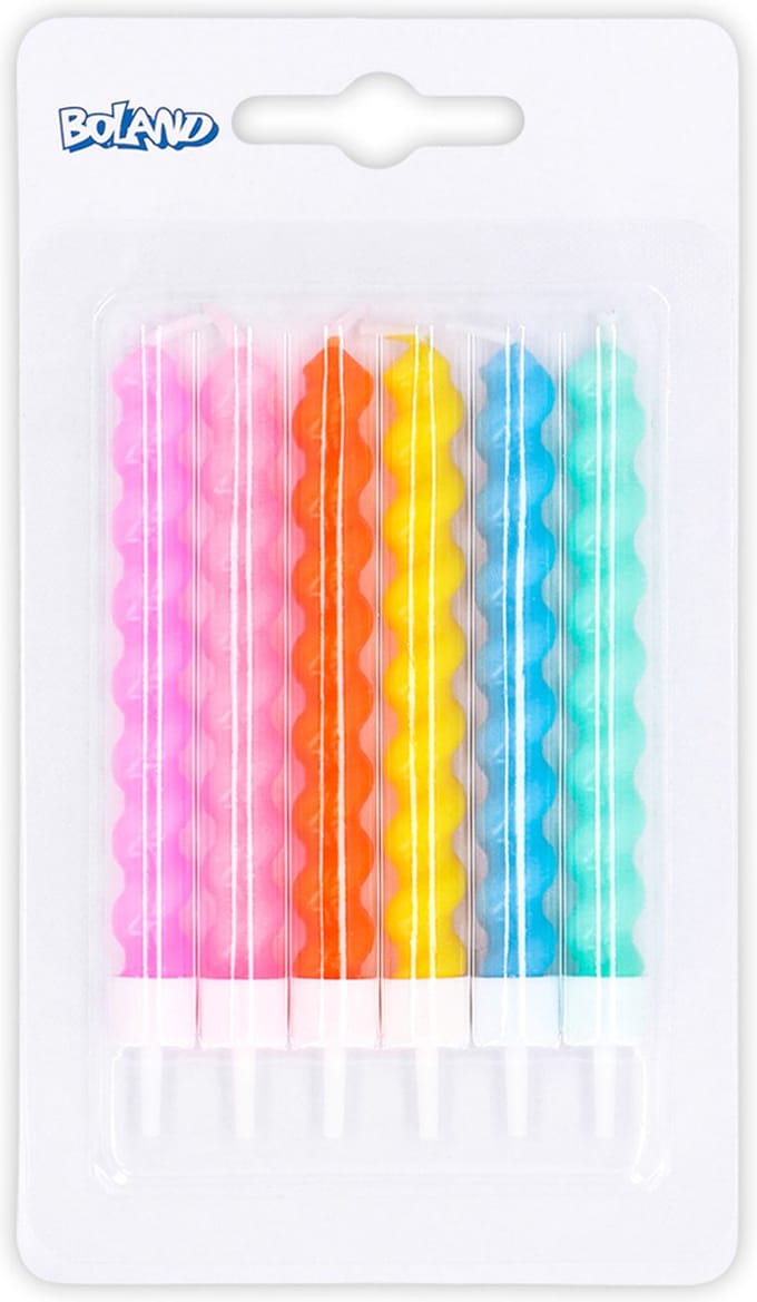 Boland - Set 6 kaarsjes Swirl pastel Naturel - Pastel - Pastel