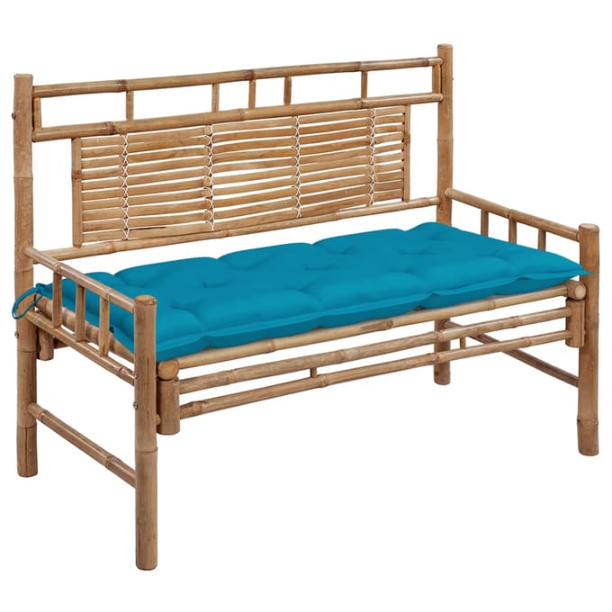 vidaXL - Tuinbank - met - kussen - 120 - cm - bamboe