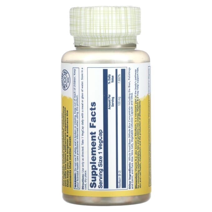 Vitamine B2, 100 mg, 100 plantaardige capsules