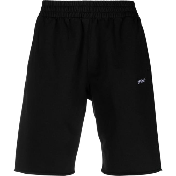 Gebroken witte zwarte sweatshort met krabbelontwerp
