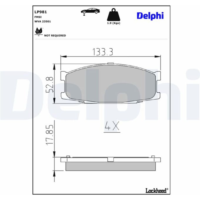 Remblokset DELPHI LP981, voor