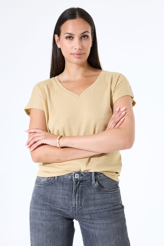 GARCIA Dames Effen T-shirt Bruin Korte mouw