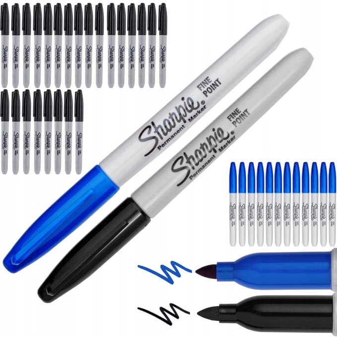 Sharpie Fine Markers Zwart & Blauw - 36 Stuks met 1.0mm Punt