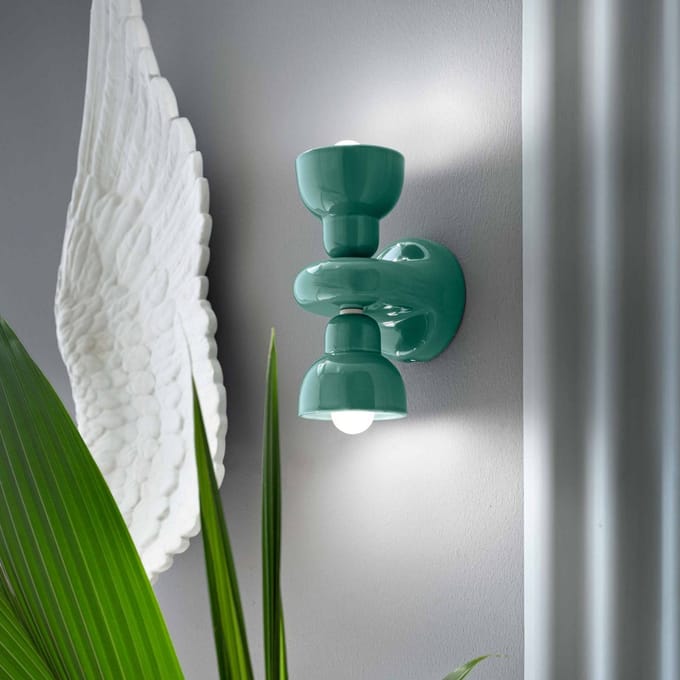 Ferroluce Berimbau wandlamp, turquoise, 2-lamps