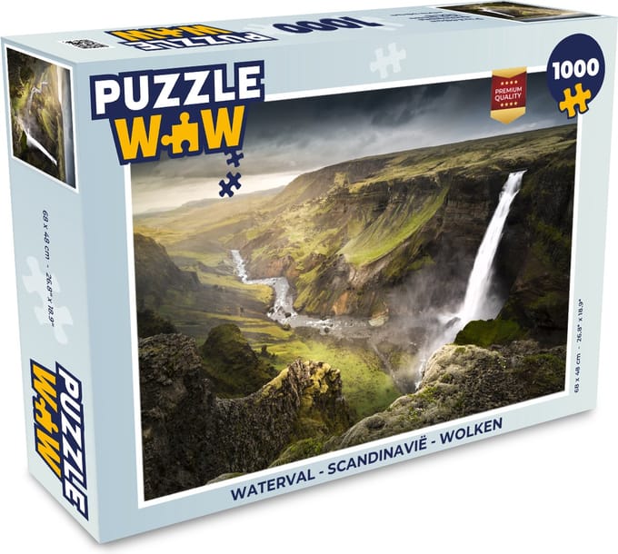 Puzzel Waterval - Scandinavië - Wolken - Legpuzzel - Puzzel 1000 stukjes volwassenen