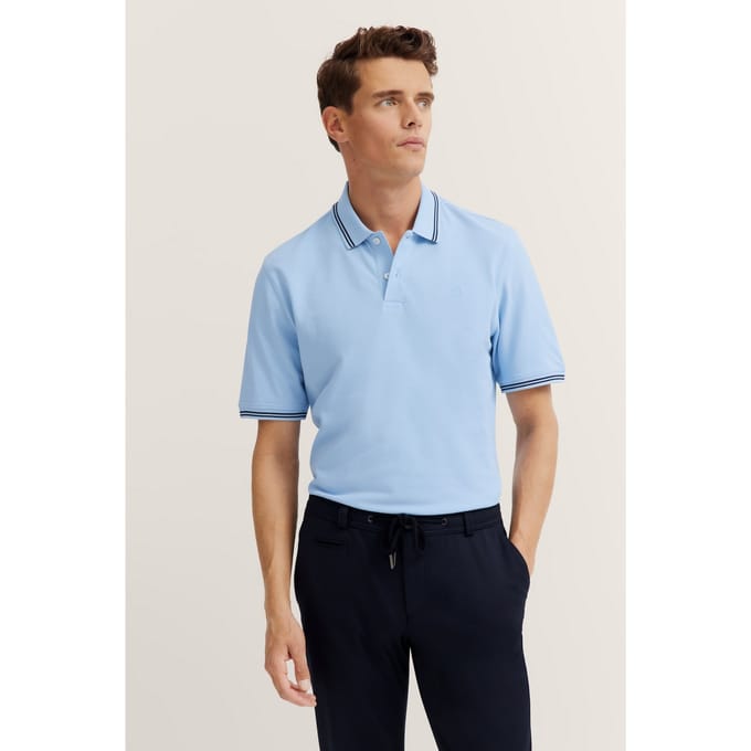 Bugatti Herren Polo met contrasterende strepen en borduursel op de borst