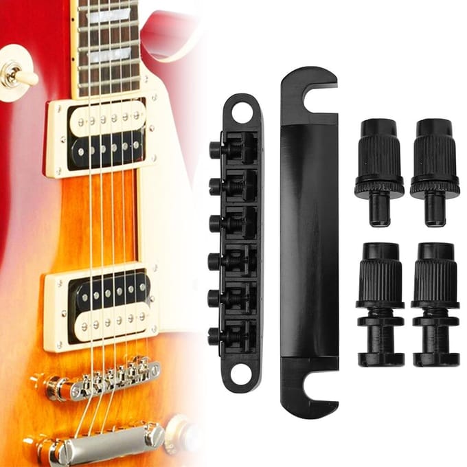 6-Snarig Vaste Brug Set Zinklegering Snaarbasis voor LP Elektrische Gitaar Accessoires Noir black