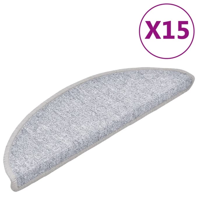 vidaXL - Trapmatten - 15 - st - 56 - x - 17 - x - 3 - cm - Non-Slip - Lichtgrijs