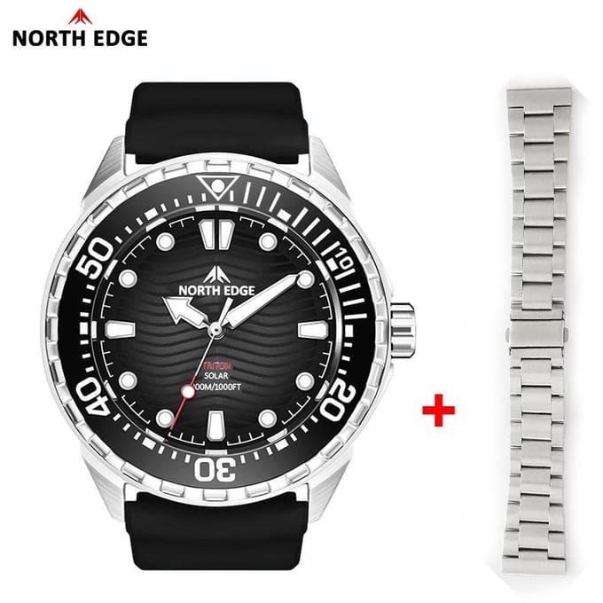 North Edge Nieuw+ Triton-Ti Titanium Zonnekracht Duikhorloge Luxe gray