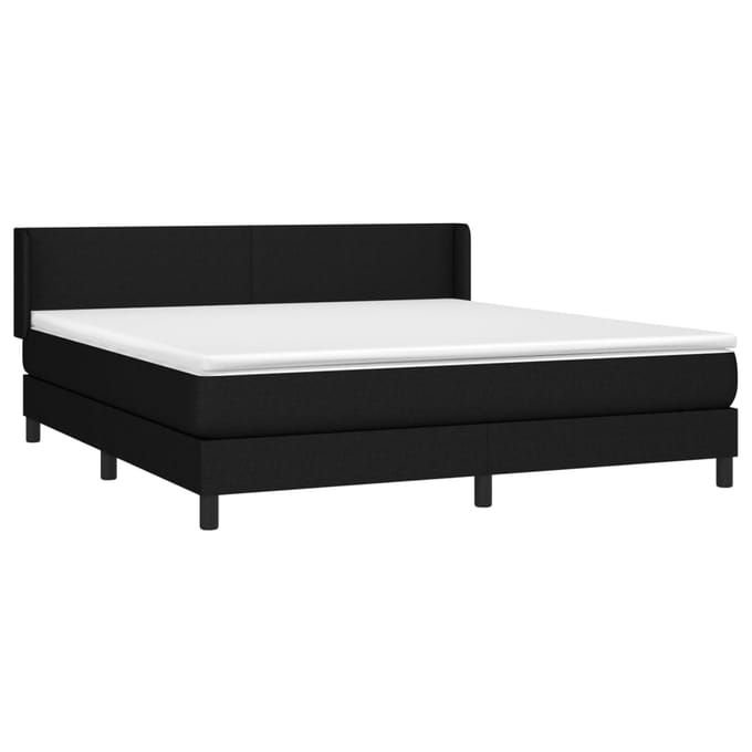 vidaXL - Boxspring - met - matras - stof - zwart - 180x200 - cm