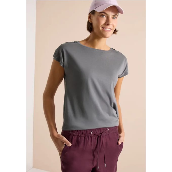 Shirt met korte mouwen en rimpels