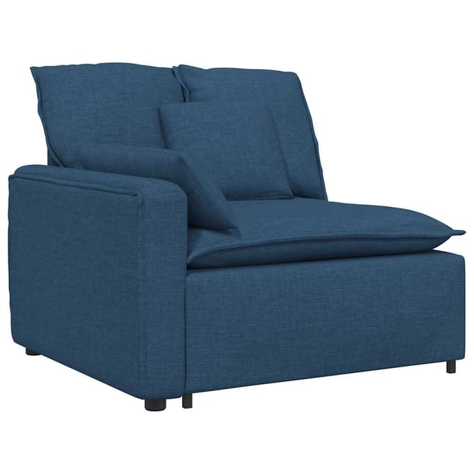 vidaXL Modulaire bank Armleuning eindmodule met kussens 100 cm blauw