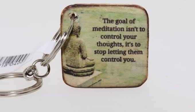 Quote sleutelhanger 3x3 cm The goal of meditation