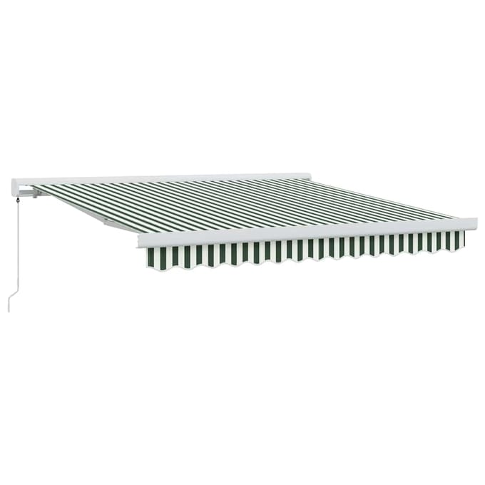 vidaXL - Uitschuifbare - luifel - Groen - en - Wit - 300 - x - 250 - cm
