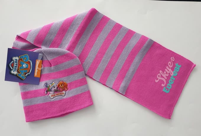 Paw Patrol Muts + Sjaal - Roze - Maat One Size (ongeveer 2-4 jaar)