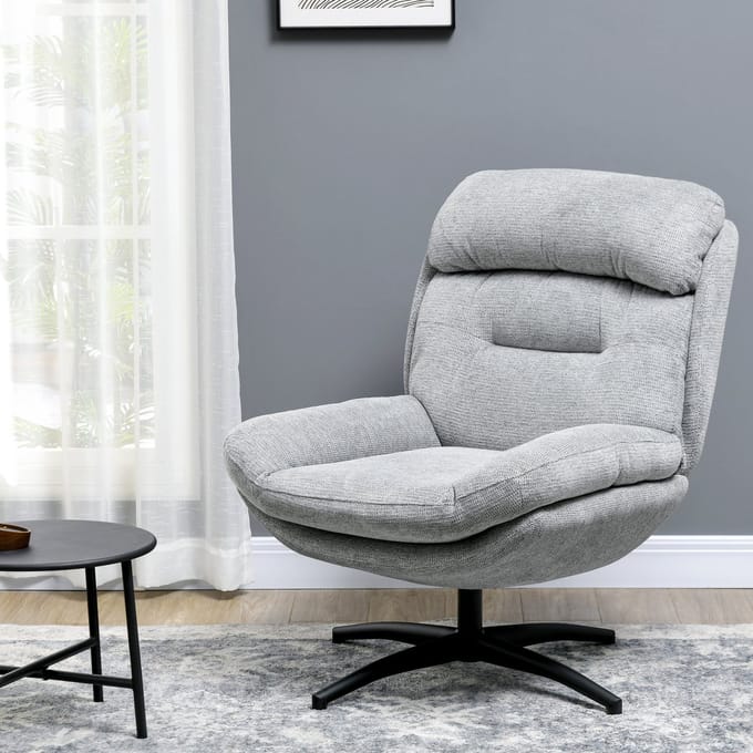 MODFU Draaifauteuil - 360° draaibaar met geïntegreerde armleuningen - Modern design - Woonkamer - Polyester - Grijs - 79×91×98 cm