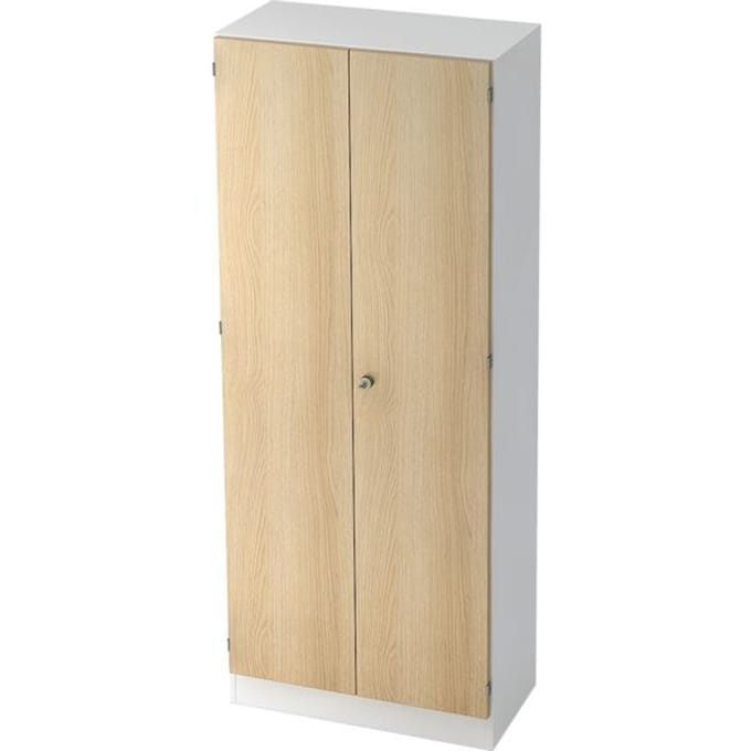 Archiefkast, 5 ordnerhoogten, afsluitbaar, B 800 x D 420 x H 2004 mm, wit/eiken