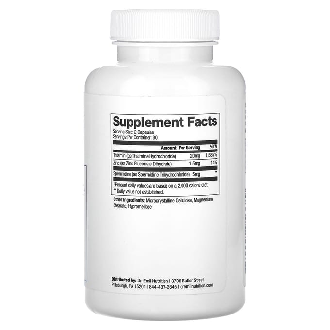 Dr. Emil Nutrition, Spermidine, 5 mg, 60 capsules (2.5mg per capsule)
