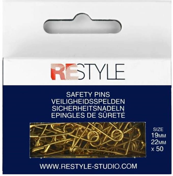 Veiligheidsspelden 19/22 mm goud, 50 stuks