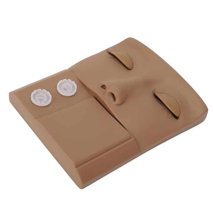 Wimper Mannequin Hoofd Vervangbaar Ooglid Wimper Extensions Oefening Make-up Training PVC Koffie bruin