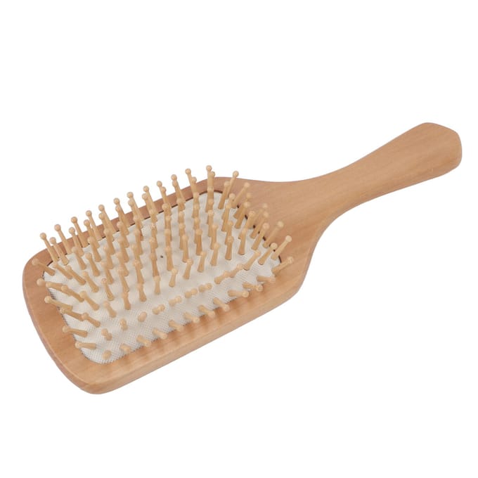 Houten Haarborstel Draagbaar Thuis Salon Ergonomisch Massage Ontwarrende Paddle Borstel Haarstyling Tool beige