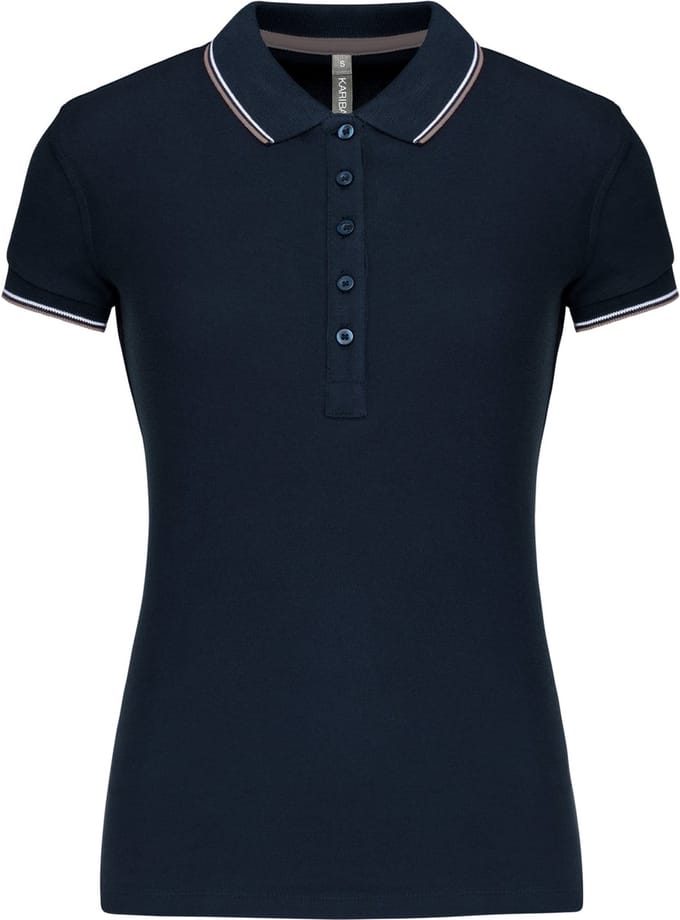 Kariban Damespolo korte mouwen K251 - Navy / Light Grey / White - S