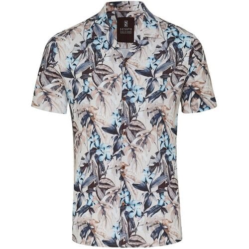 Desoto Overhemd Allover Blossoms Pattern Brown-Cyan / male