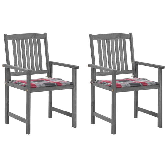 vidaXL - Tuinstoelen - 2 - st - met - kussens - massief - acaciahout - grijs
