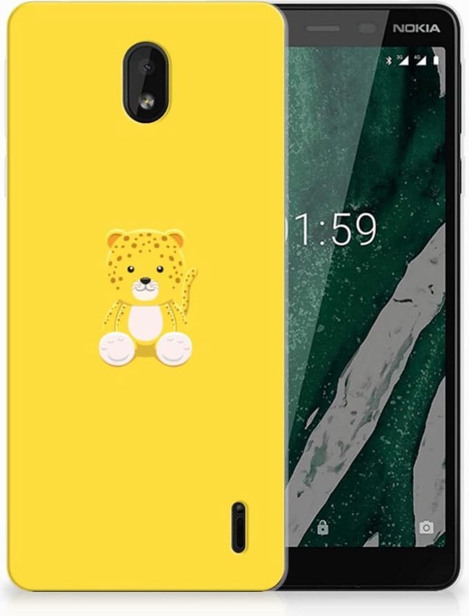 Nokia 1 Plus Telefoonhoesje met Naam Baby Leopard