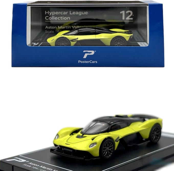 Aston Martin Valkyrie #12 Hypercar League Collection (Geel) (7 cm) 1/64 PosterCars