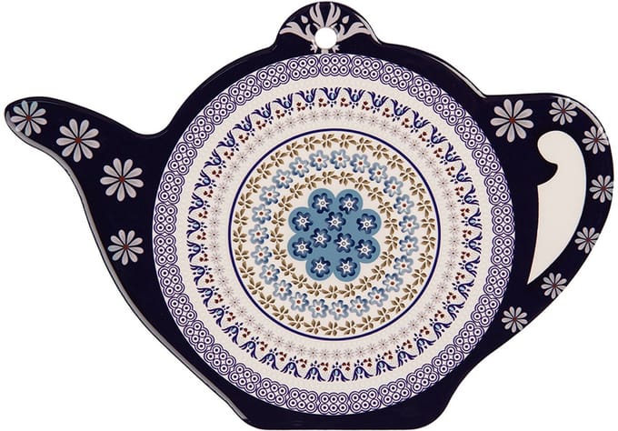 Clayre & Eef Onderzetters Pannen Theepot 24x17 cm Blauw Keramiek