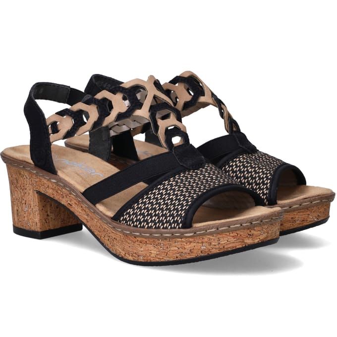 Rieker Sandalen met hak zwart Synthetisch - Dames - Maat 40