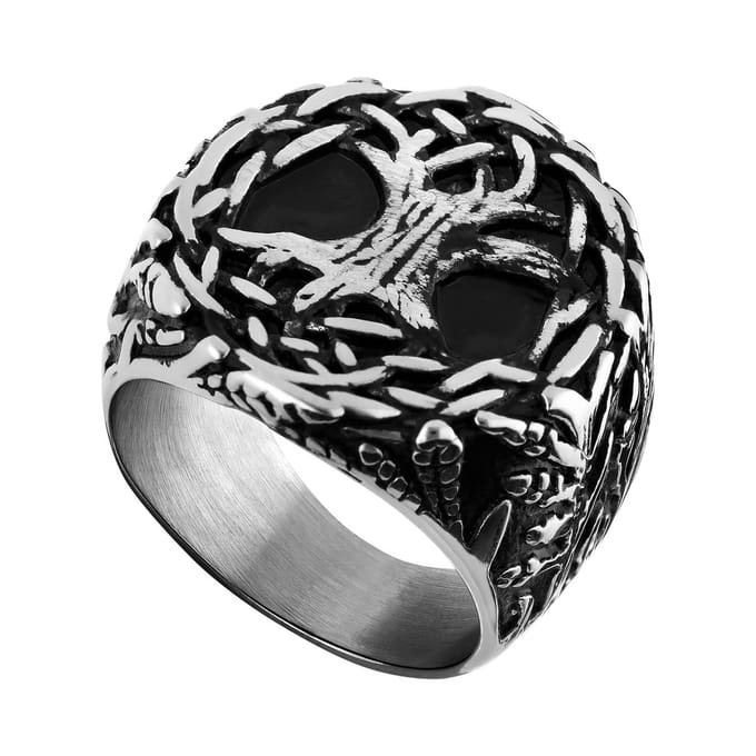 Lucardi Heren Stalen zegelring - Ring - Staal - Zilver - 18 / 57 mm