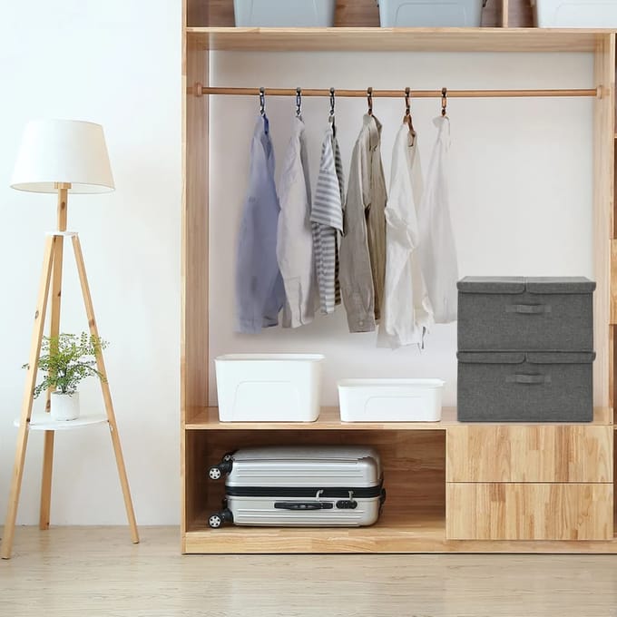 vidaXL - Opbergboxen - 2 - st - 50x30x25 - cm - stof - antracietkleurig