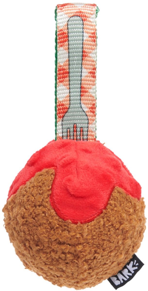 Bark - A Squeaky Meat-A-Ball - Gehaktbal Met Vork - Pluche - Super Chewer - 25,5X15X9 cm