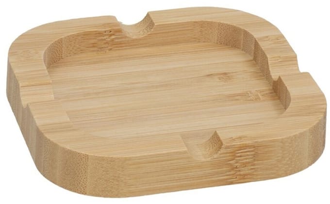 Asbak van bamboe hout - 10 x 10 cm - binnen/serre - asbakken - naturel kleur