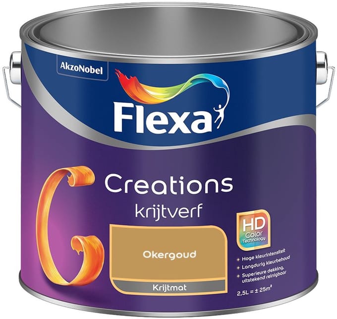 Flexa - Creations Muurverf Krijt - Okergoud - Mengverf - 2,5 L