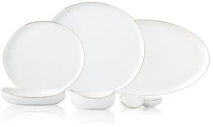 Bricard Rodez – Porseleinen Serviesset/Dinerset - 6-Persoons – 27-Delig – Wit/Goud