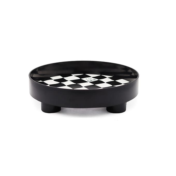 Ronde Opbergorganizer Dienblad Schakerbord Design Bord Container Dienblad voor Fruit Parfum Sieraden L zwart