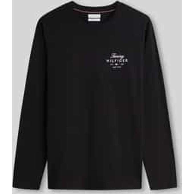 Tommy Hilfiger Script Stack Ls Regular Black Taglia: S | Maglie a manica lunga Outlet | Uomo | Nero