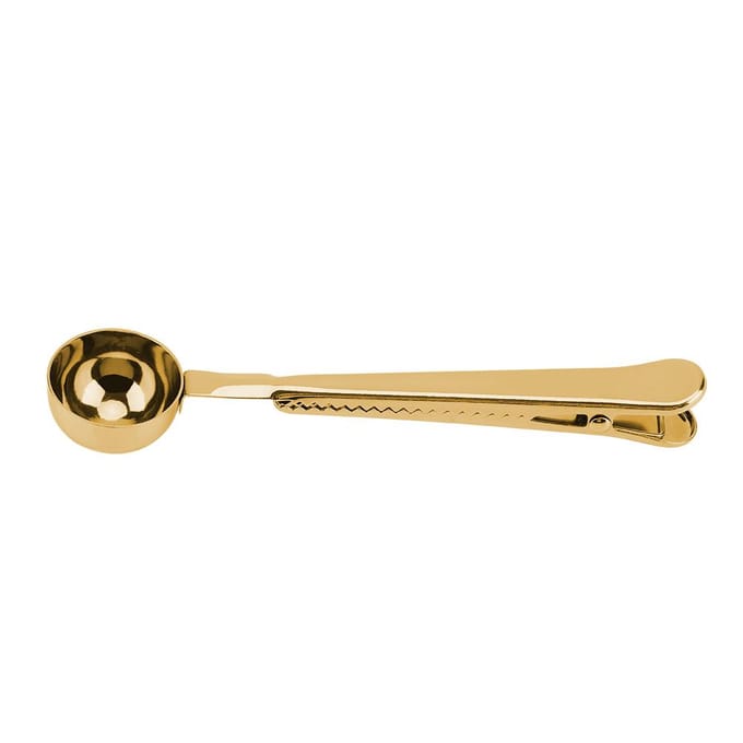 2-in-1 Multifunctionele Koffielepel Roestvrijstalen Schep met Sealing Klemclip beige