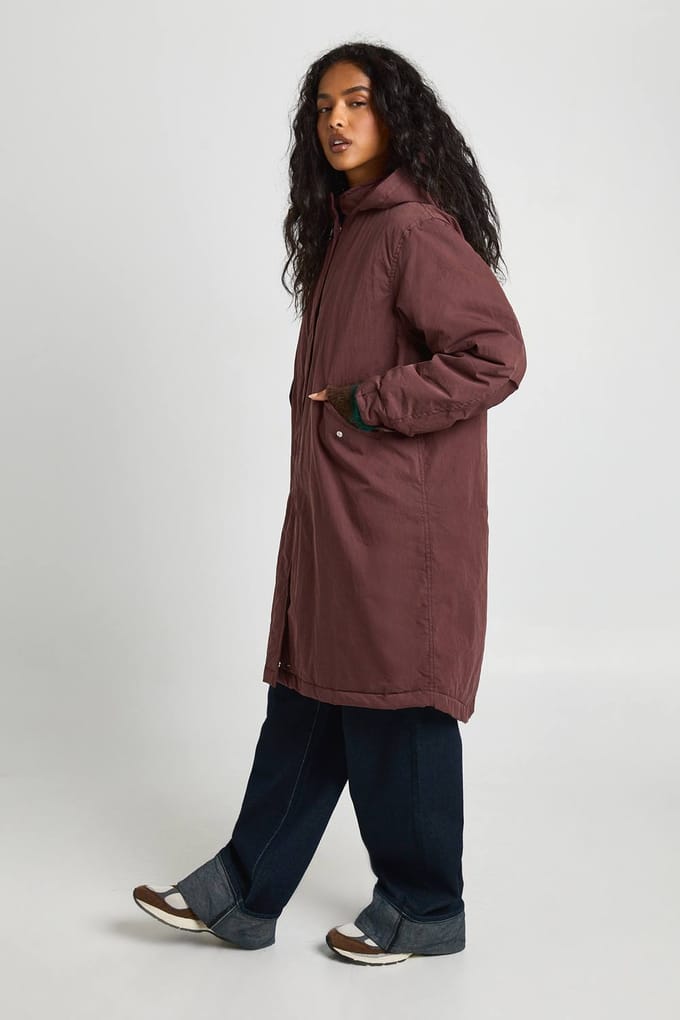 boohoo Dames Hooded Longline Parka | Chocolate | Maat: 10
