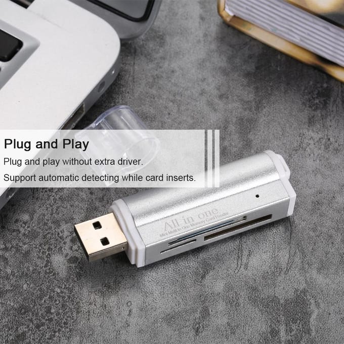 Mini draagbare alles-in-één kaartlezer voor SD/SD/TF/MS Duo/Micro MS(M2)/Ms Pro Duo USB-kaartlezers white