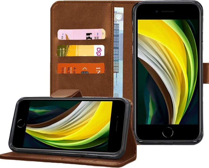 Geschikt voor iPhone SE 2020 / 8 / 7 - Bookcase Bruin - Portemonnee Hoesje
