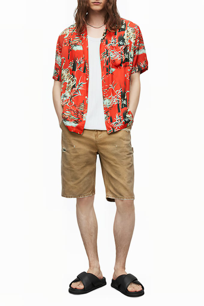 AllSaints Tagise Ss Shirt Ruby Red Größe: XS | Casual hemden Outlet | Herren | Rot