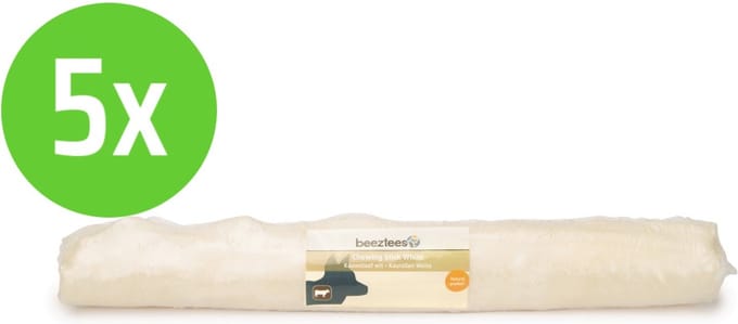 Beeztees Rawhide Staaf Wit 37,5 cm - hondensnack - 5 verpakkingen