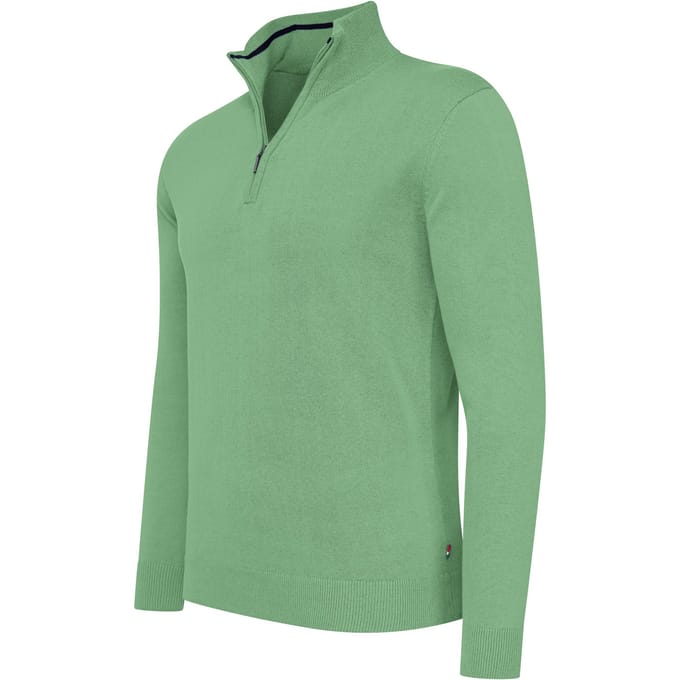 Cappuccino Italia - Heren Trui Pullover Bergamo Zip - Groen - Maat M